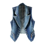 Ladies denim vest front view