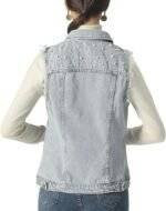 Ladies denim vest back view