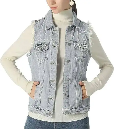 Ladies Denim Vests front view