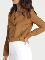 ladies tan biker jacket 2