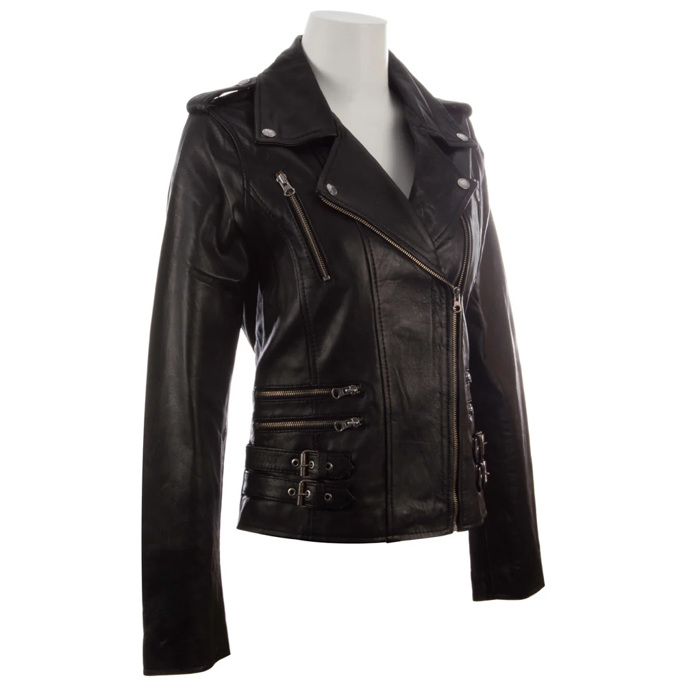 leather bike jacket womens