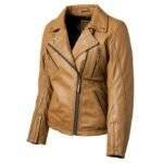 Light Brown Leather Jacket - Front View