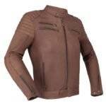 Long Brown Leather Jacket - Front View