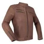 Long Brown Leather Jacket - Front View