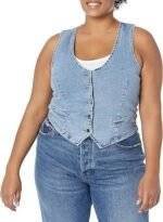 Plus size denim vest front view