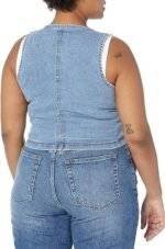 Plus size denim vest back view