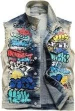 Punk denim vest front view