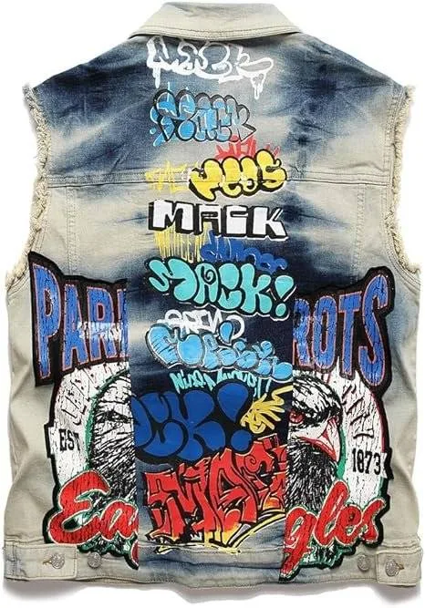 Punk denim vest back view