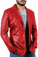 Red Leather Blazer Men