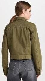 Green denim jacket womens back view