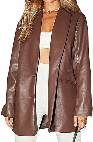 women's brown leather coat