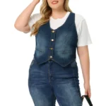 Womens denim vests front view