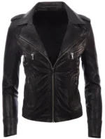 womens leather biker jacket