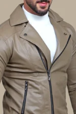 Beige Biker Jacket 3