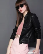 Black Faux Leather Biker Jacket Womens