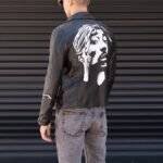 Black Leather Biker Jacket Mens 4