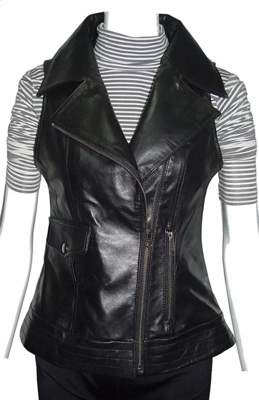 Black Leather Vest Womens