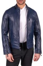 Blue Biker Jacket Mens