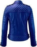 Blue Leather Biker Jacket Womens