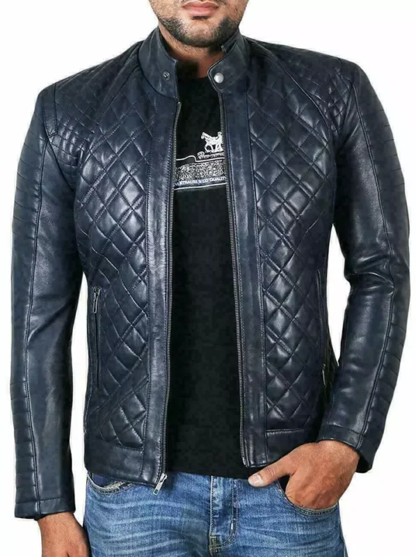 Blue Leather Jacket mens