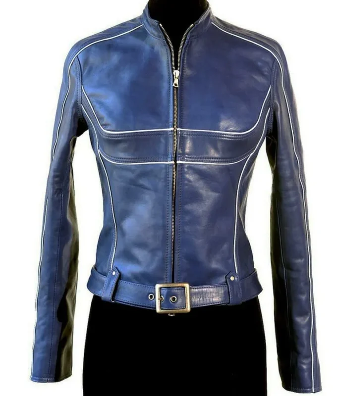 Blue Leather Moto jacket