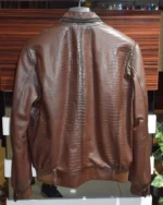 Brown Leather Bomber Jacket 2