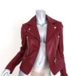 Burgundy Leather Biker Jacket 2