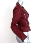 Burgundy Leather Biker Jacket 4