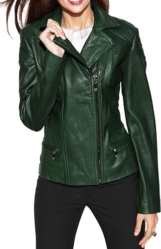 Dark Green Leather Jacket Womens