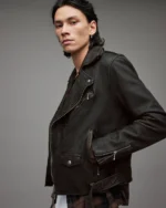 Distressed Leather Biker Jacket 4