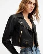 Elora Cropped Leather Biker Jacket 2