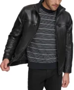 Faux Leather Biker Jacket Mens