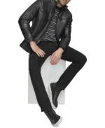 Faux Leather Biker Jacket Mens