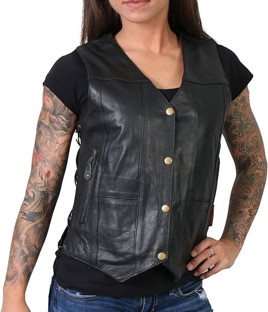 Female Leather Motorcycle Vest