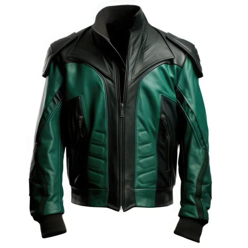 Green Black Leather Jacket