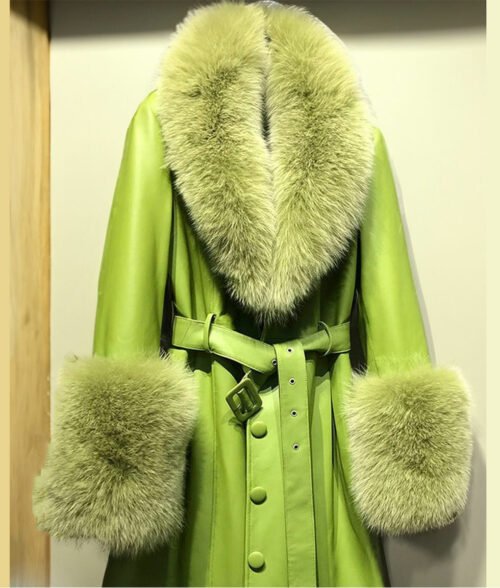 Green Leather Coat With Fur