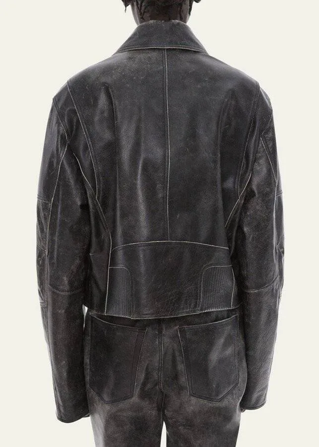 Helmut Lang Distressed Leather Biker Jacket 3