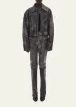Helmut Lang Distressed Leather Biker Jacket 4
