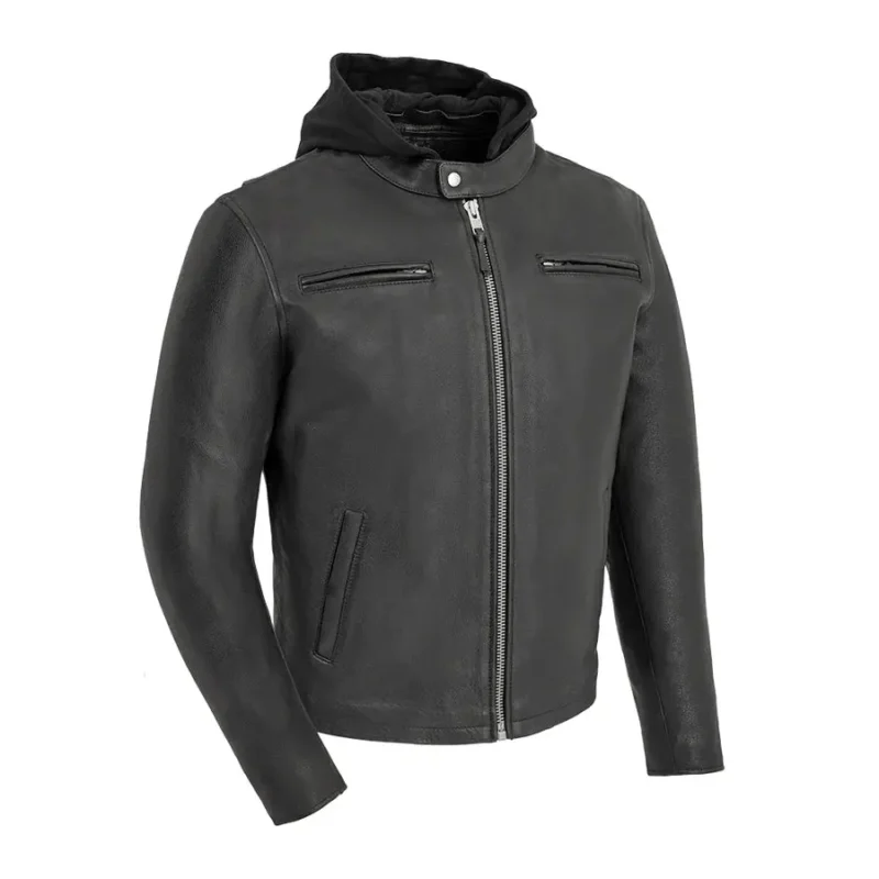 Hooded Motorcycle Jacket featuring reinforced safety padding