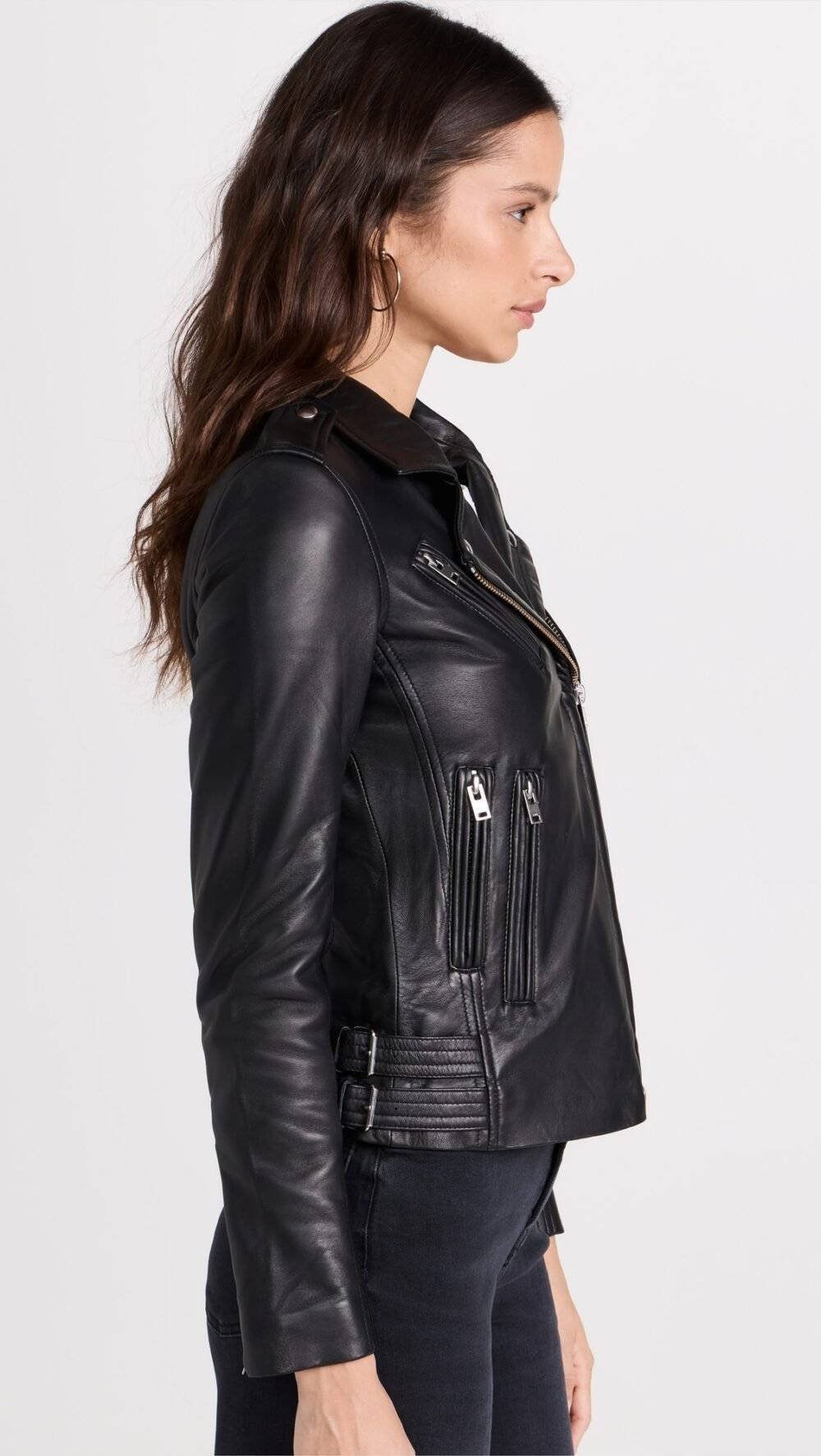 Biker wearing an Iro Leather Motorcycle Jacket for a sleek look