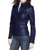 Ladies Blue Leather Jacket