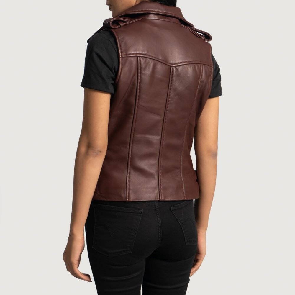 Ladies Long Leather Vest 2