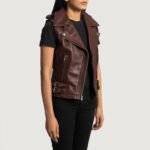 Ladies Long Leather Vest 3