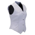 Ladies White Leather Vest 3