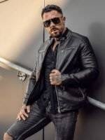 Leather Jacket Biker Mens