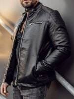Leather Jacket Biker Mens 3