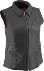 Leather Moto Vest Womens