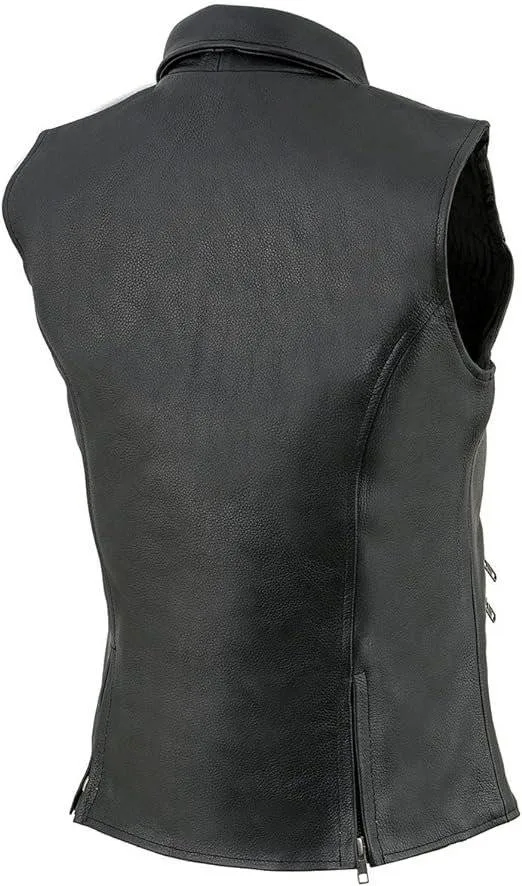 Leather Moto Vest Womens 3