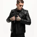 Mens studded motorcycle jacket for a distinctive and fashionable riding style