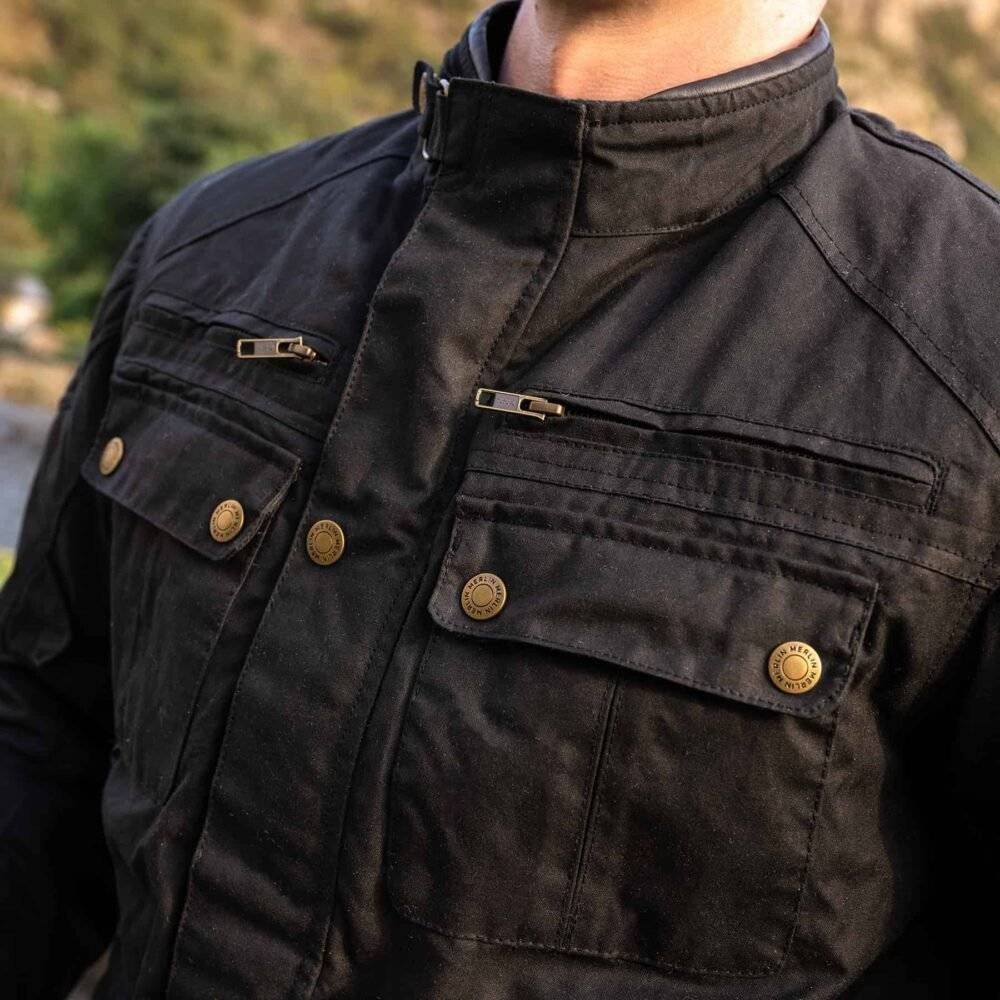 Rider wearing a Merlin Motorcycle Jacket for superior protection and style